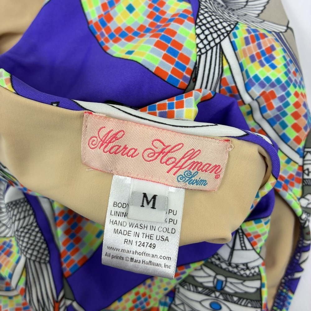 Mara Hoffman Swimsuit One Piece Sz M Purple Colorful Novelty Print Designer - Picture 8 of 8